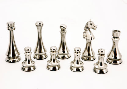 Dal Rossi Italy Chess Pieces Metal Dark Titanium and Silver 85mm Chessmen ONLY - Good Games