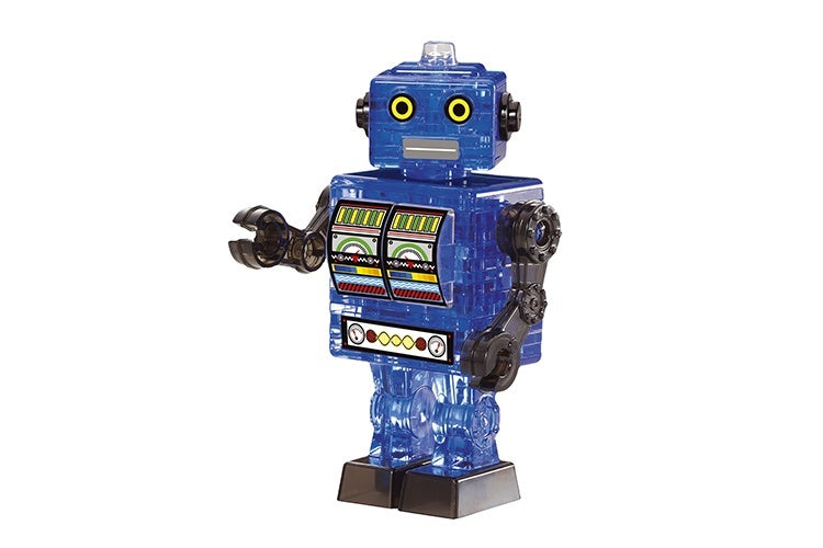 3D Blue Tin Robot Crystal Puzzle - Good Games