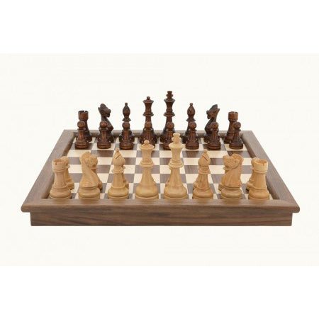 Dal Rossi Chess Set Folding Walnut Inlaid 18 Inch - Good Games
