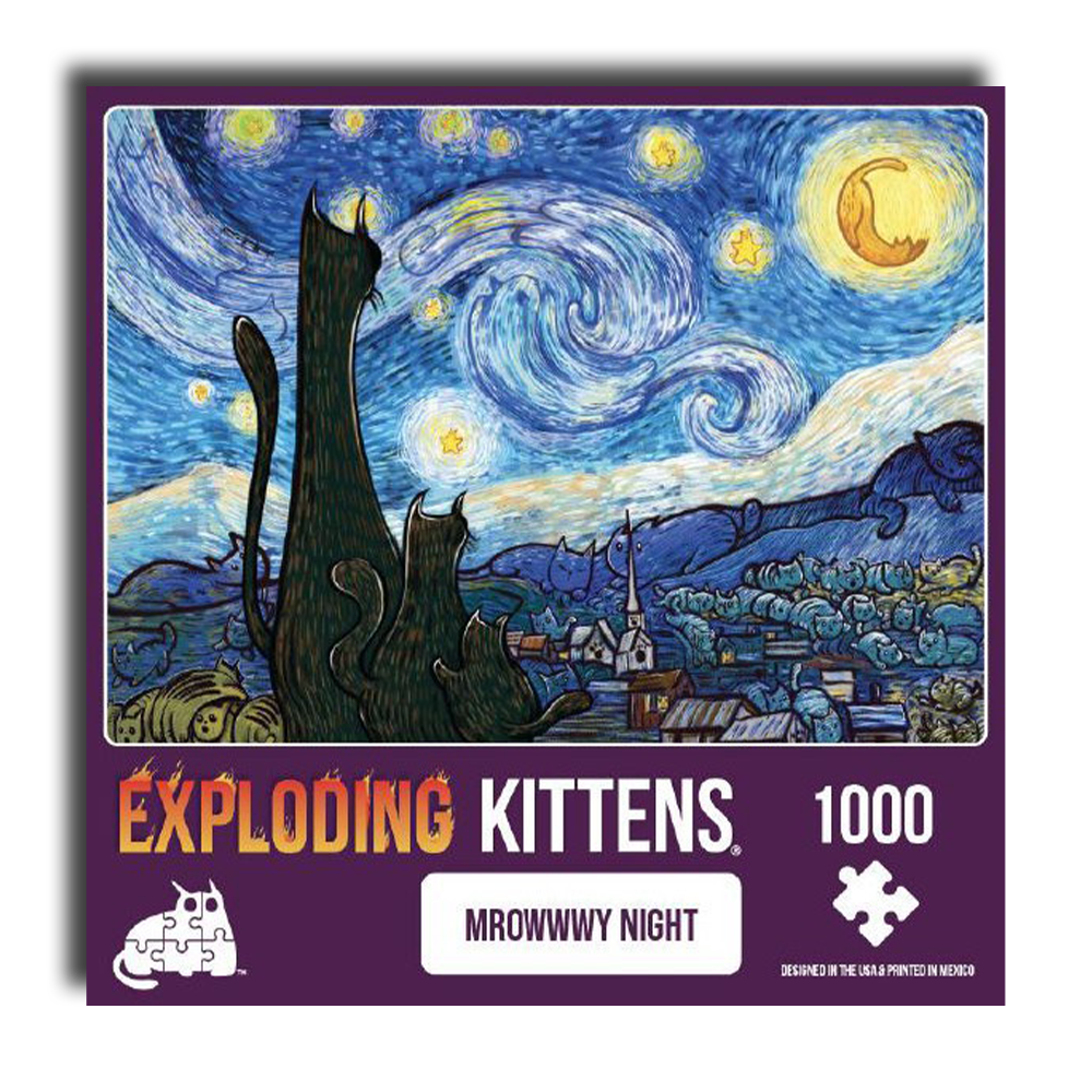 Exploding Kittens Puzzle Mrowwwy Night 1000 Piece Jigsaw - Good Games