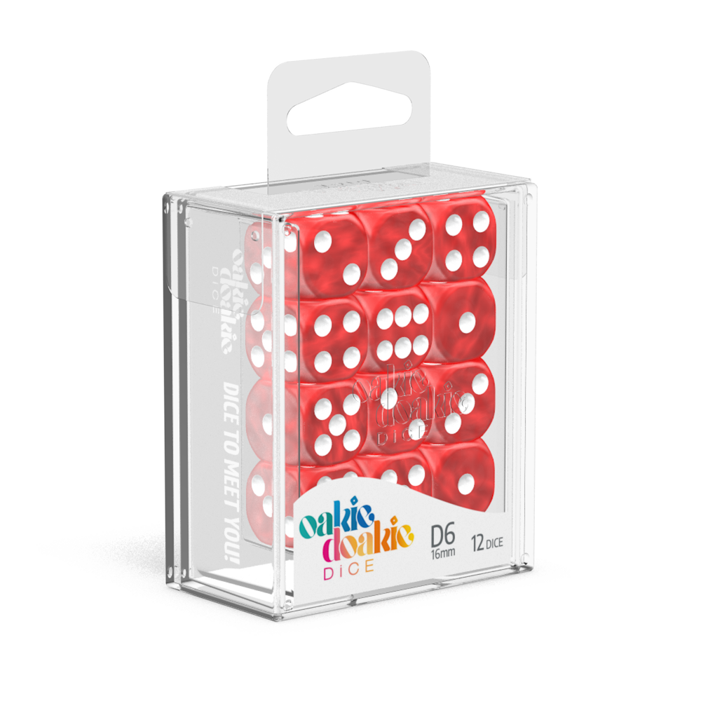 Oakie Doakie Dice - D6 16mm Marble Red (12) - Good Games