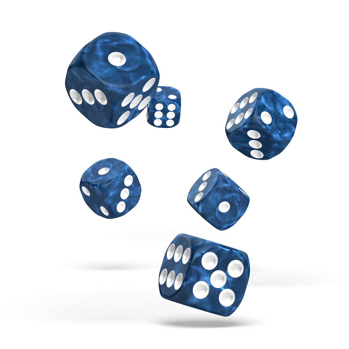 Oakie Doakie Dice - D6 16mm Marble Blue (12)