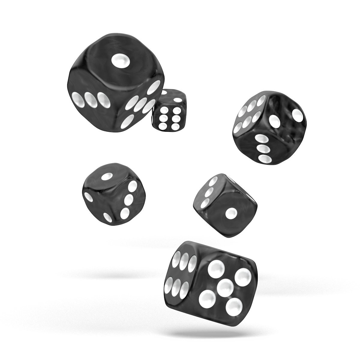 Oakie Doakie Dice - D6 16mm Marble Black (12)