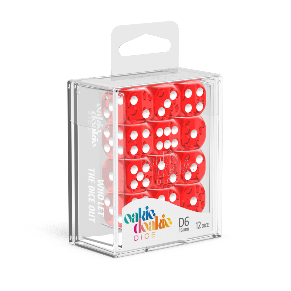 Oakie Doakie Dice - D6 16mm Translucent Red (12)