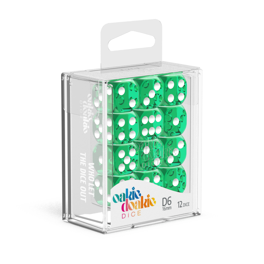 Oakie Doakie Dice - D6 16mm Translucent Green (12)