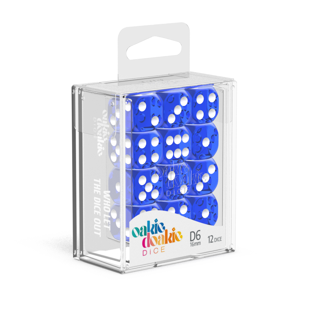 Oakie Doakie Dice - D6 16mm Translucent Blue (12)