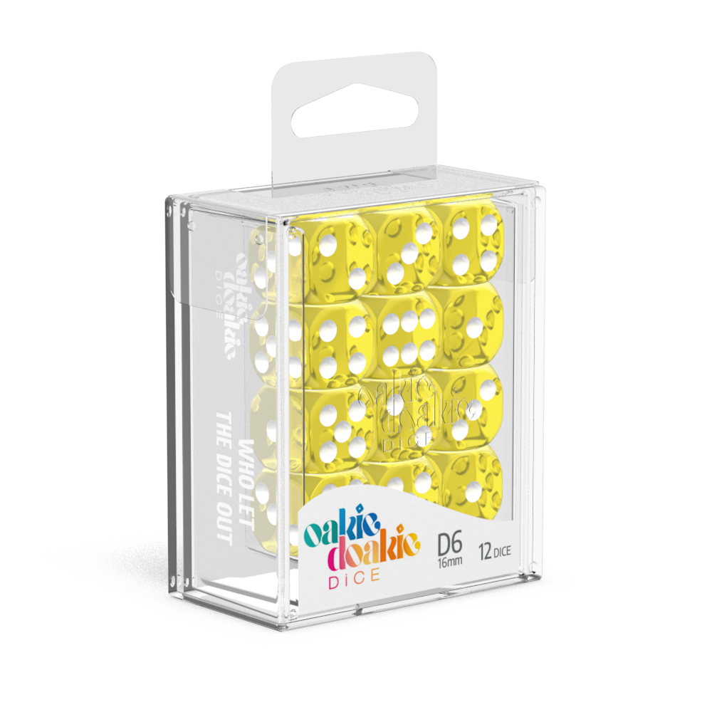 Oakie Doakie Dice - D6 16mm Translucent Yellow (12)