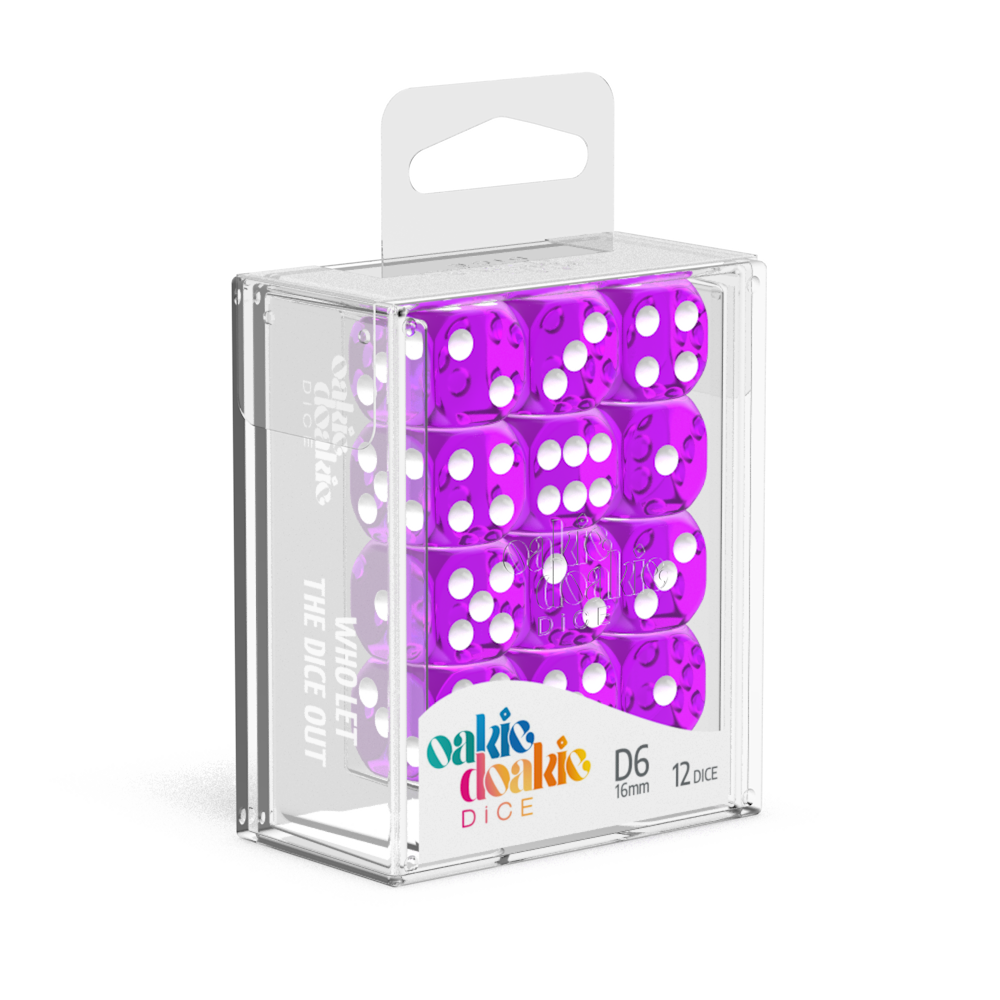 Oakie Doakie Dice - D6 16mm Translucent Purple (12)