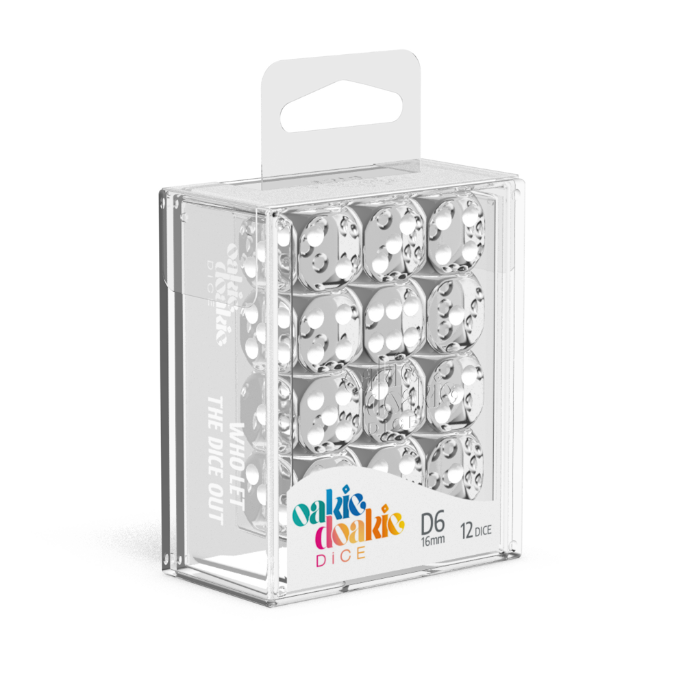 Oakie Doakie Dice - D6 16mm Translucent Clear (12)