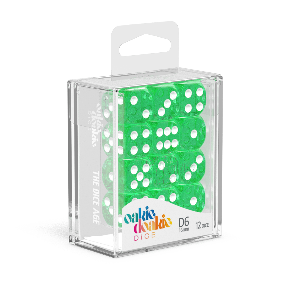 Oakie Doakie Dice - D6 16mm Speckled Green (12)