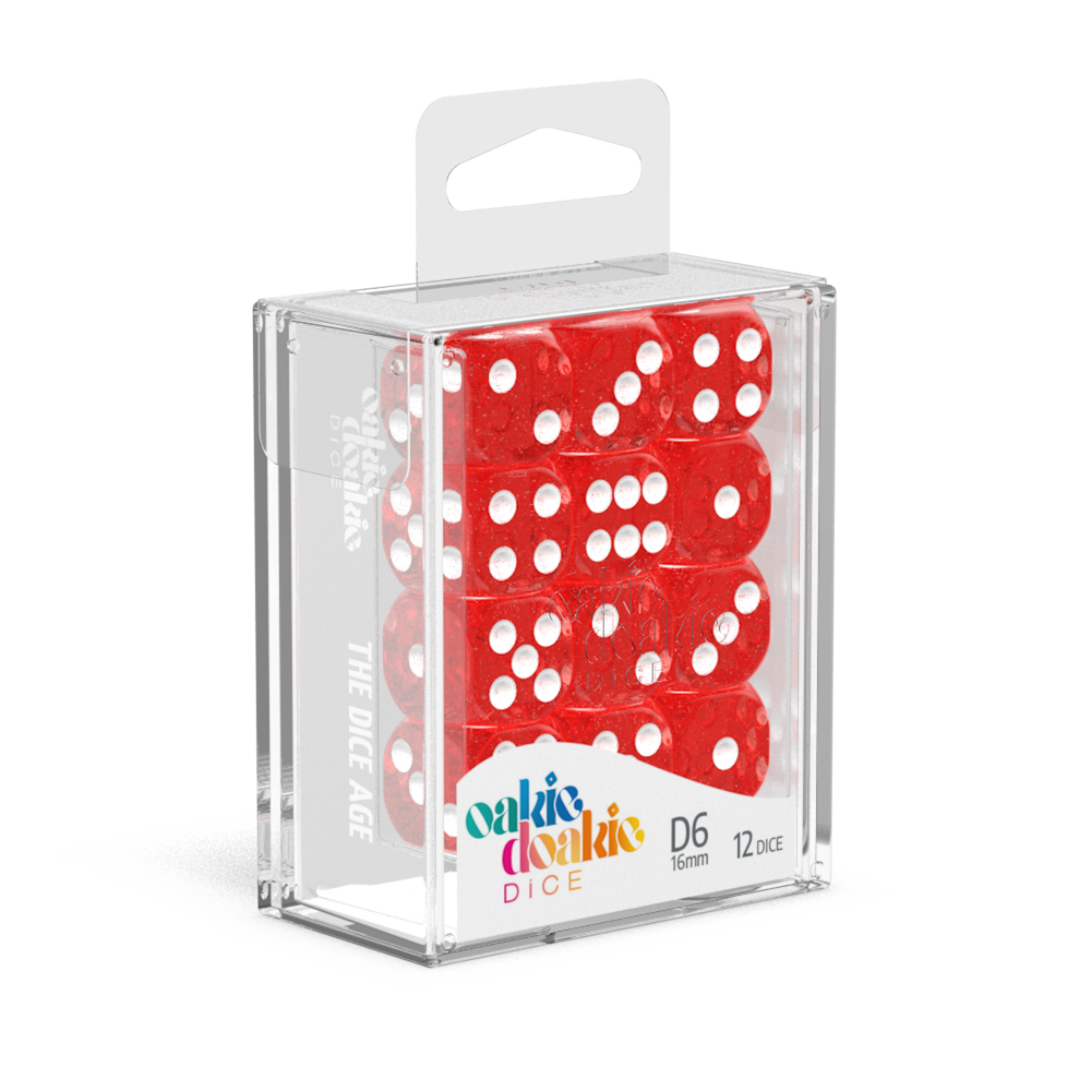 Oakie Doakie Dice - D6 16mm Speckled Red (12)