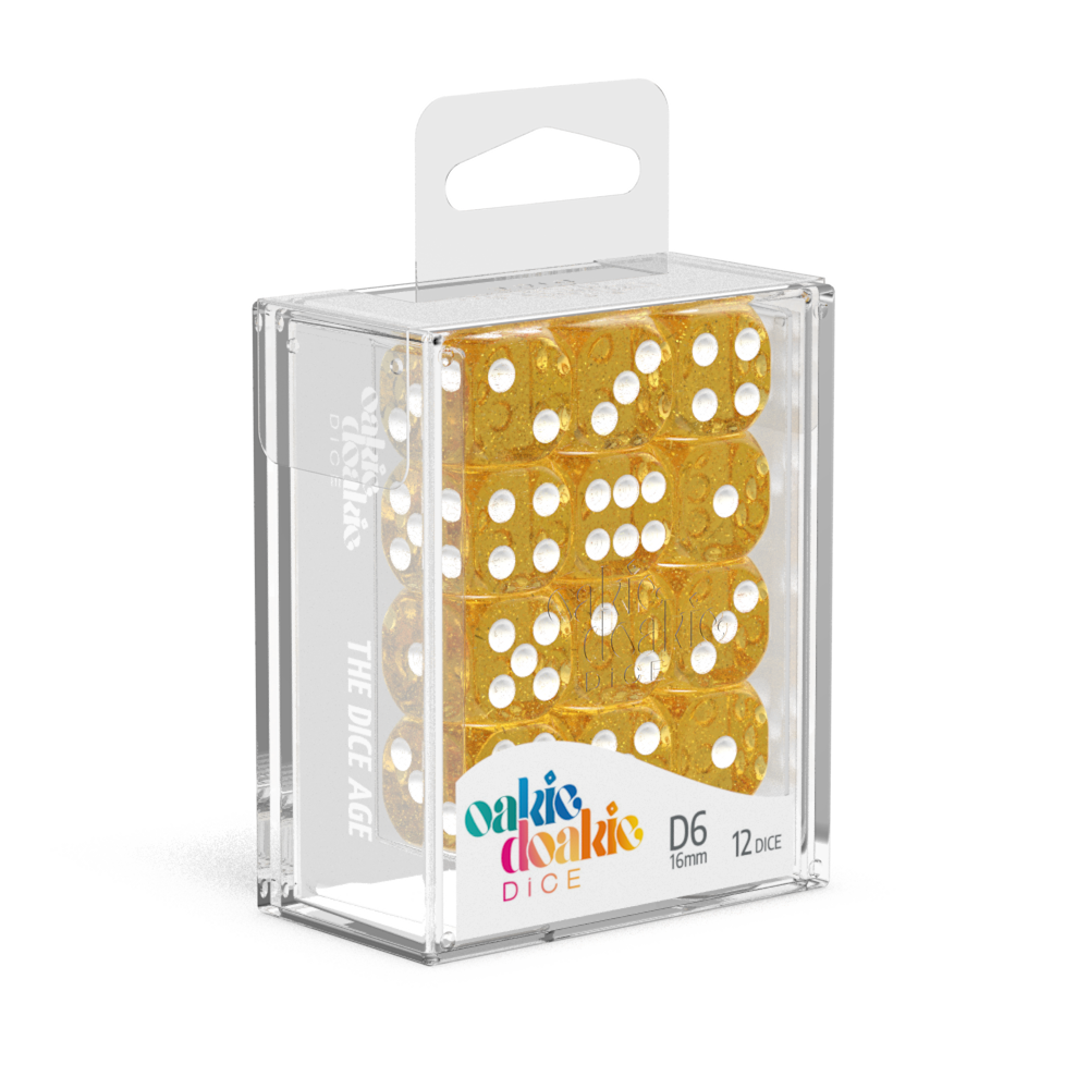Oakie Doakie Dice - D6 16mm Speckled Orange (12)