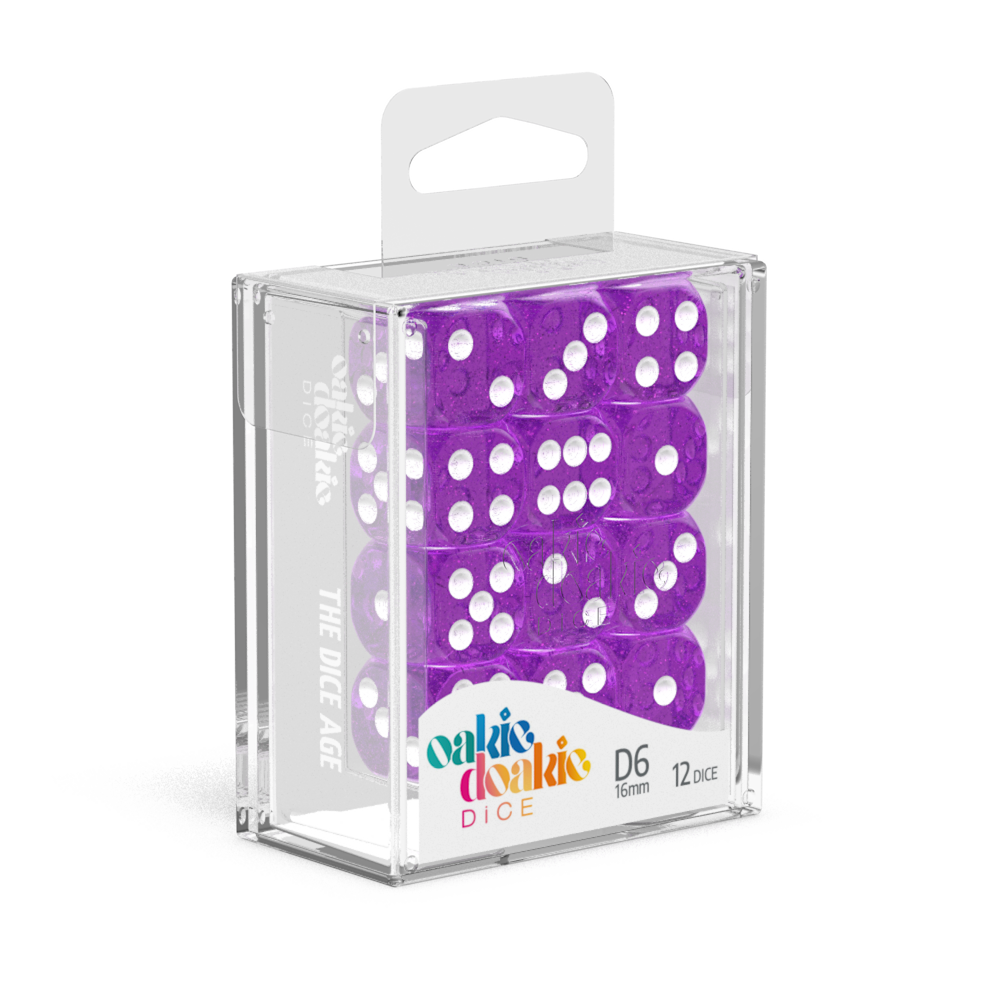 Oakie Doakie Dice - D6 16mm Speckled Purple (12)