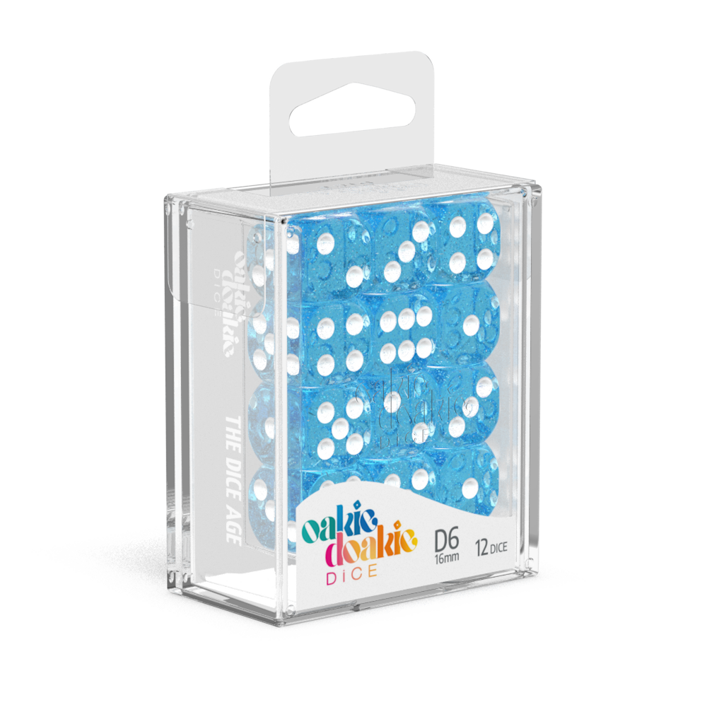 Oakie Doakie Dice - D6 16mm Speckled Light Blue (12) - Good Games