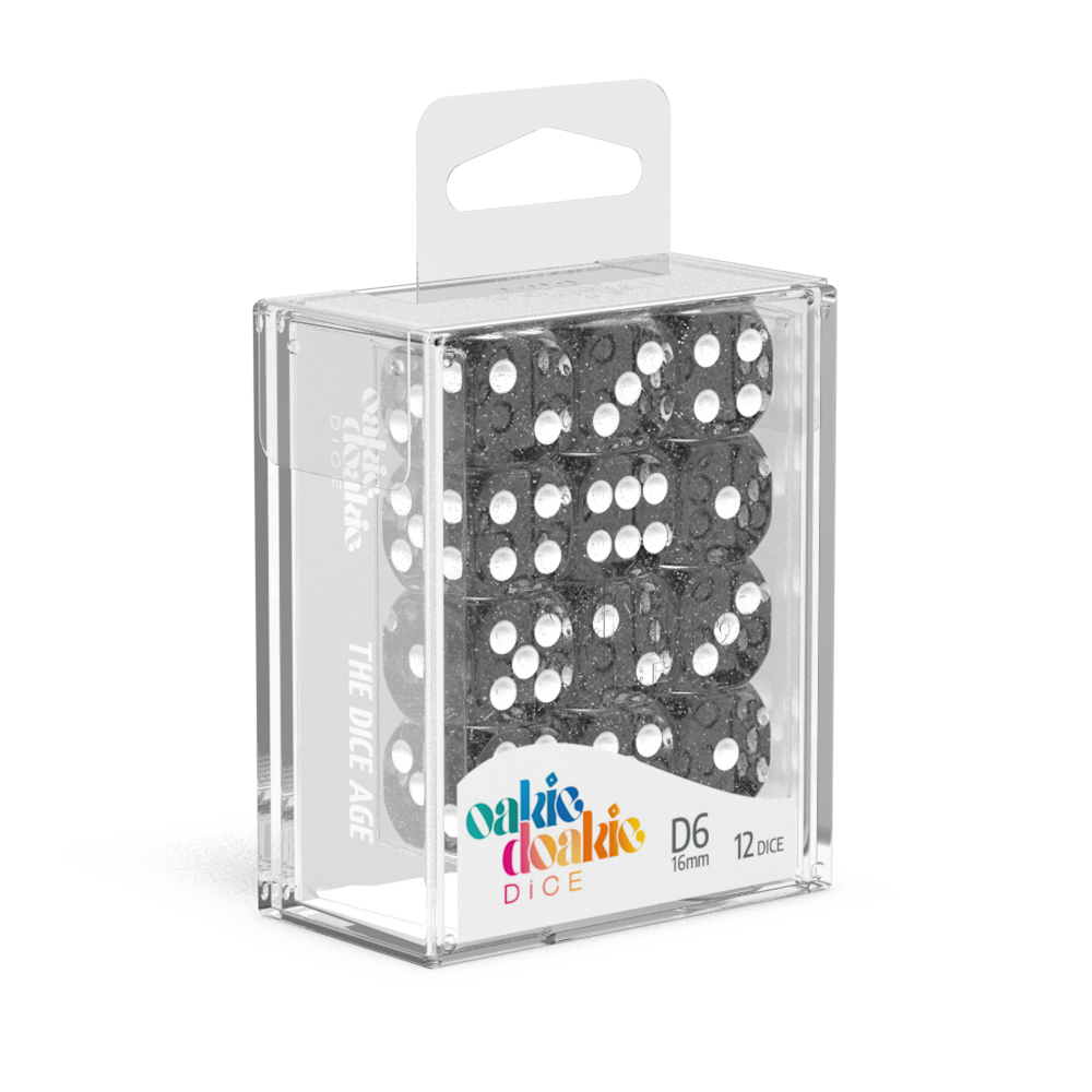 Oakie Doakie Dice - D6 16mm Speckled Black (12)