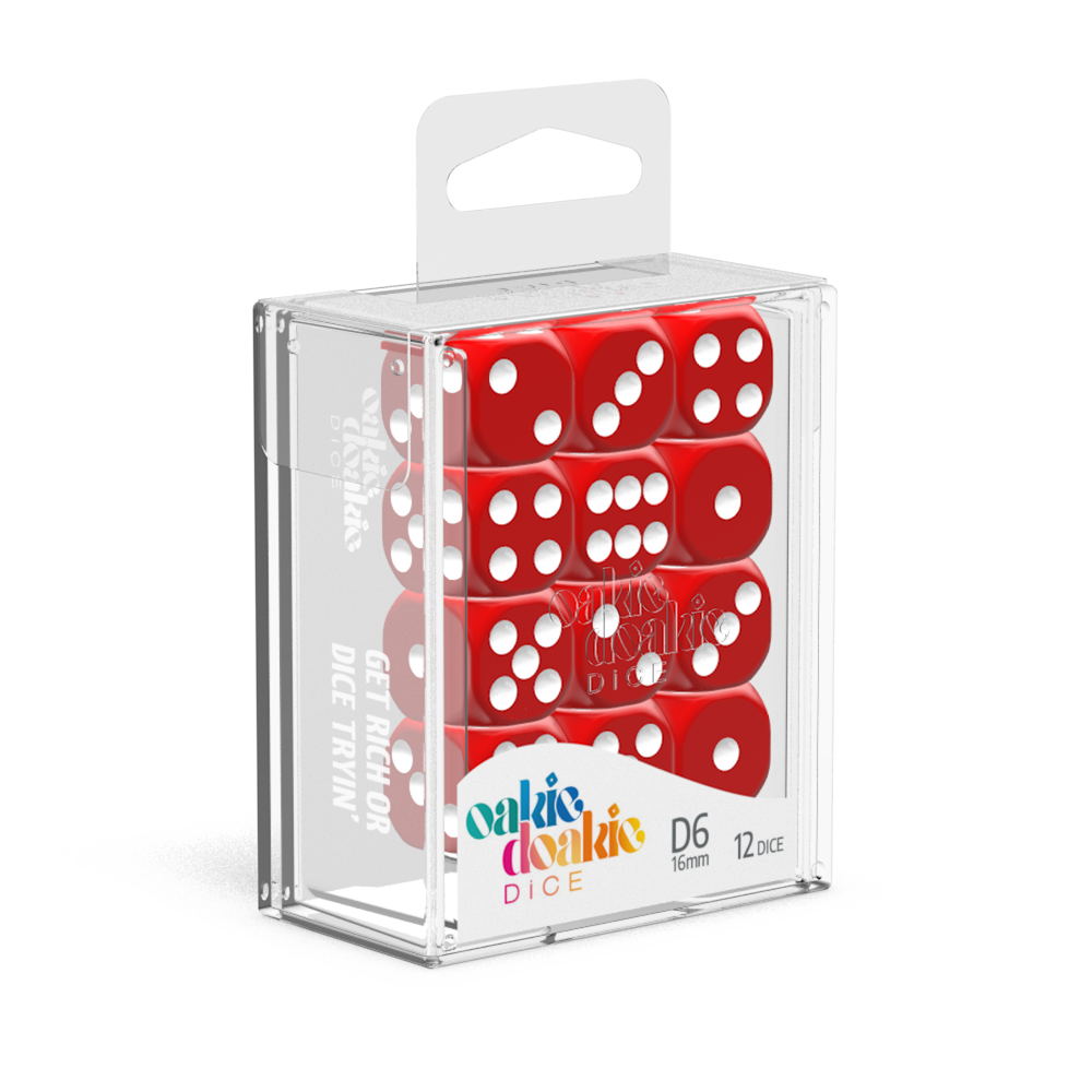 Oakie Doakie Dice - D6 16mm Solid Red (12) - Good Games