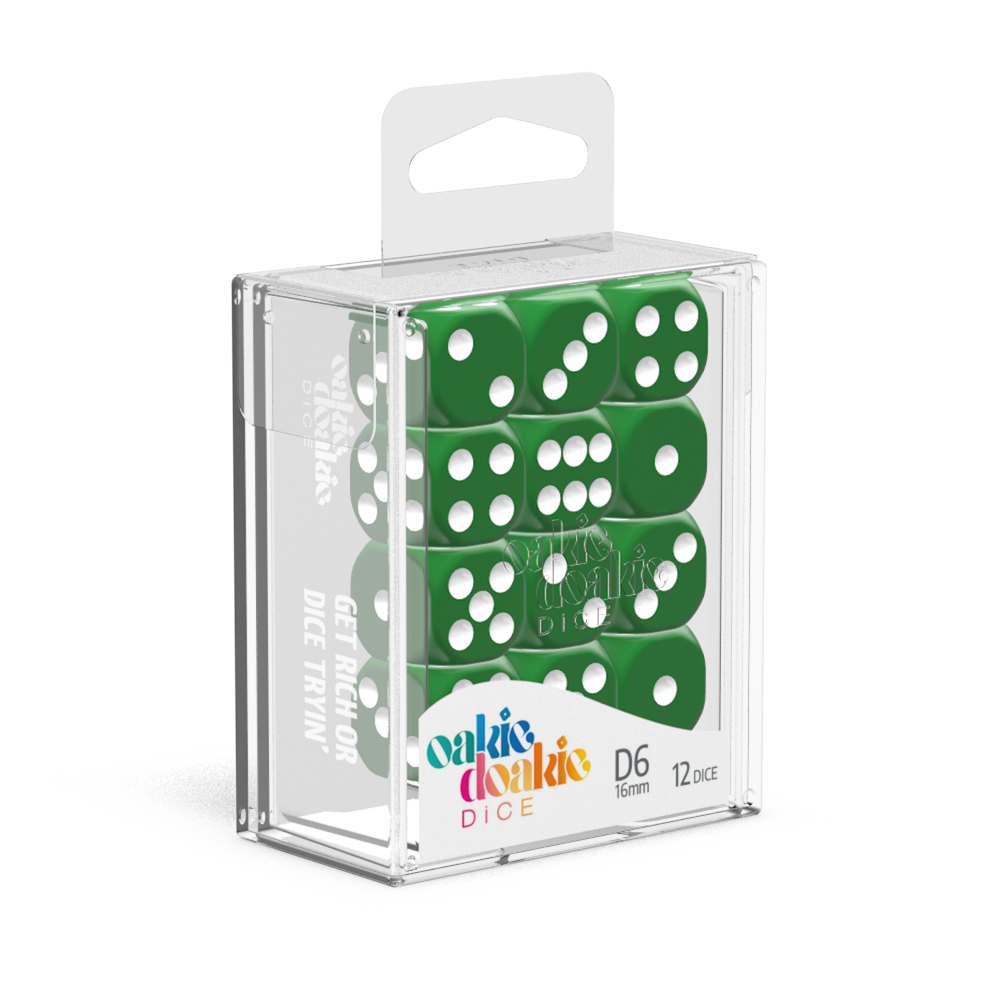 Oakie Doakie Dice - D6 16mm Solid Green (12) - Good Games