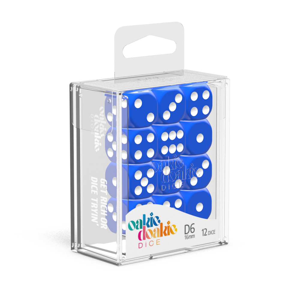 Oakie Doakie Dice - D6 16mm Solid Blue (12) - Good Games