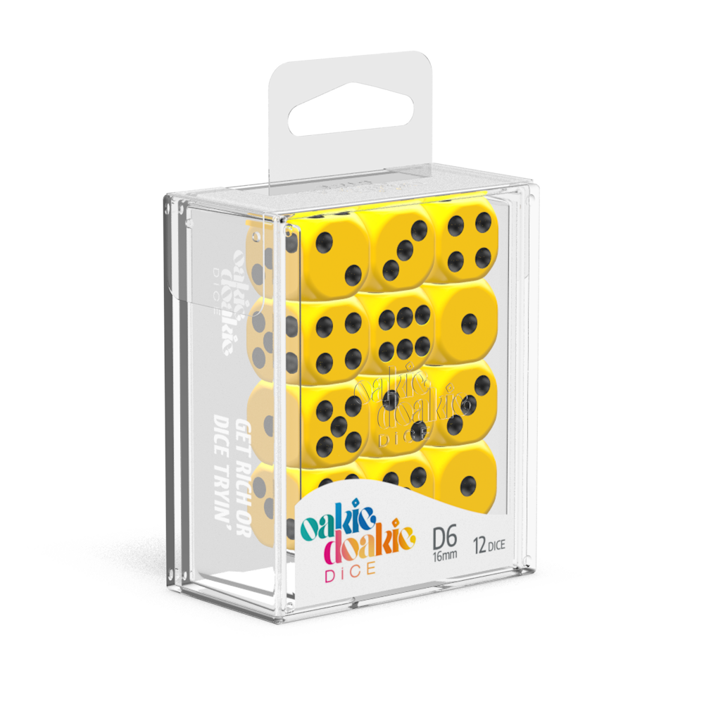 Oakie Doakie Dice - D6 16mm Solid Yellow (12)