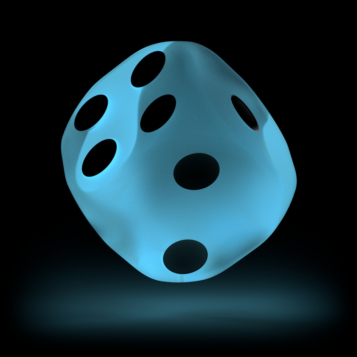 Oakie Doakie Dice - D6 16mm Glow In The Dark - Arctic