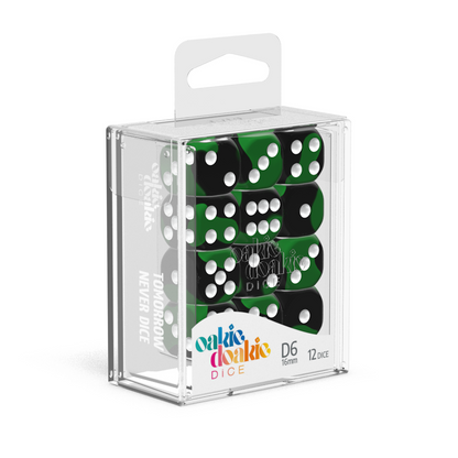 Oakie Doakie Dice - D6 16mm Glow In The Dark Biohazard (12) - Good Games