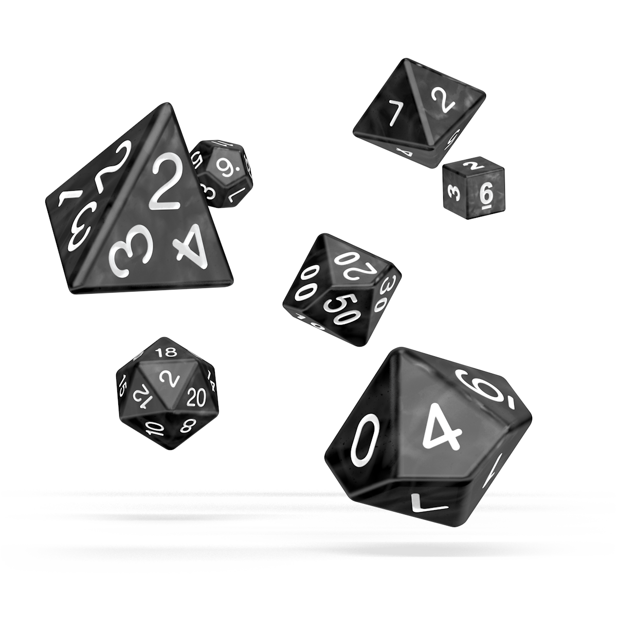 Oakie Doakie Dice - RPG Set Marble Black (12)