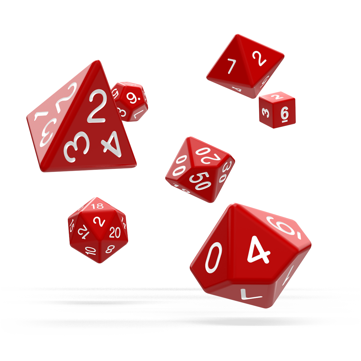 Oakie Doakie Dice - RPG Set Solid Red (7)