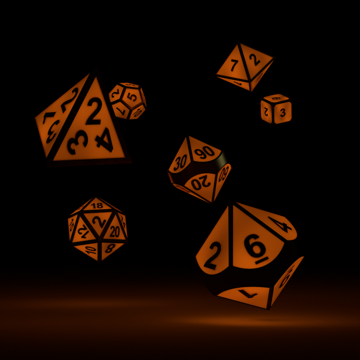 Oakie Doakie Dice - RPG Set Metal Glow In The Dark Golden Princess (7) - Good Games