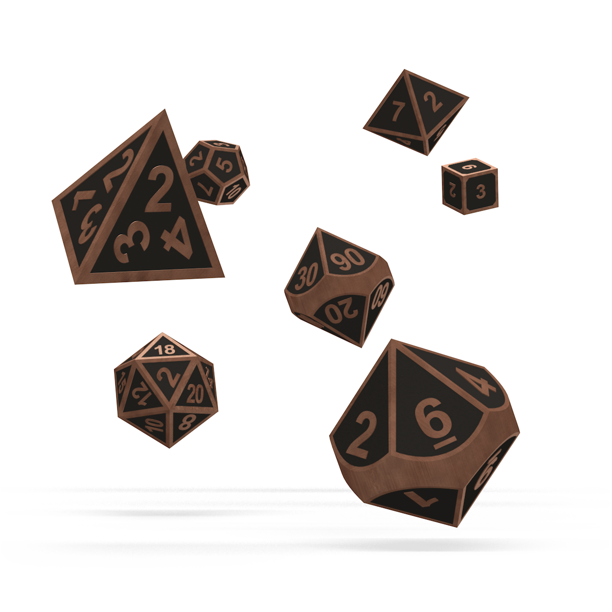Oakie Doakie Dice - RPG Set Metal Dice Steampunk (7)