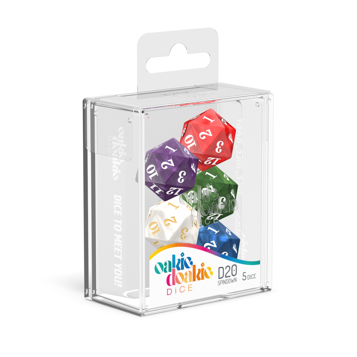 Oakie Doakie Dice - D20 Spindown Marble Selection 22mm (5) - Good Games