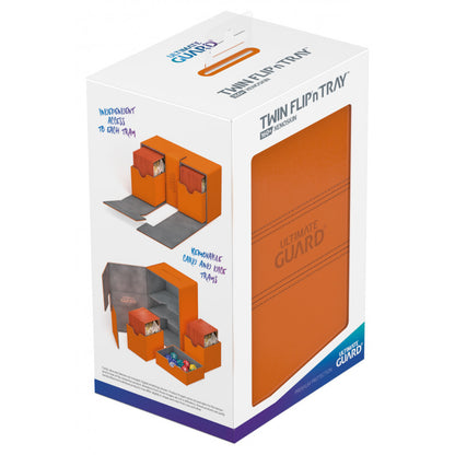 Ultimate Guard - Twin Flip N Tray Deck Case 160+ Standard Size Xenoskin Orange - Good Games
