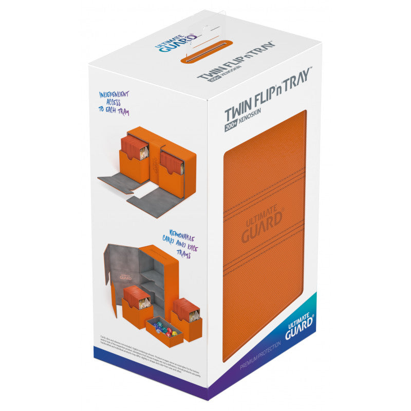 Ultimate Guard - Twin Flip N Tray Deck Case 200+ Standard Size Xenoskin Orange - Good Games