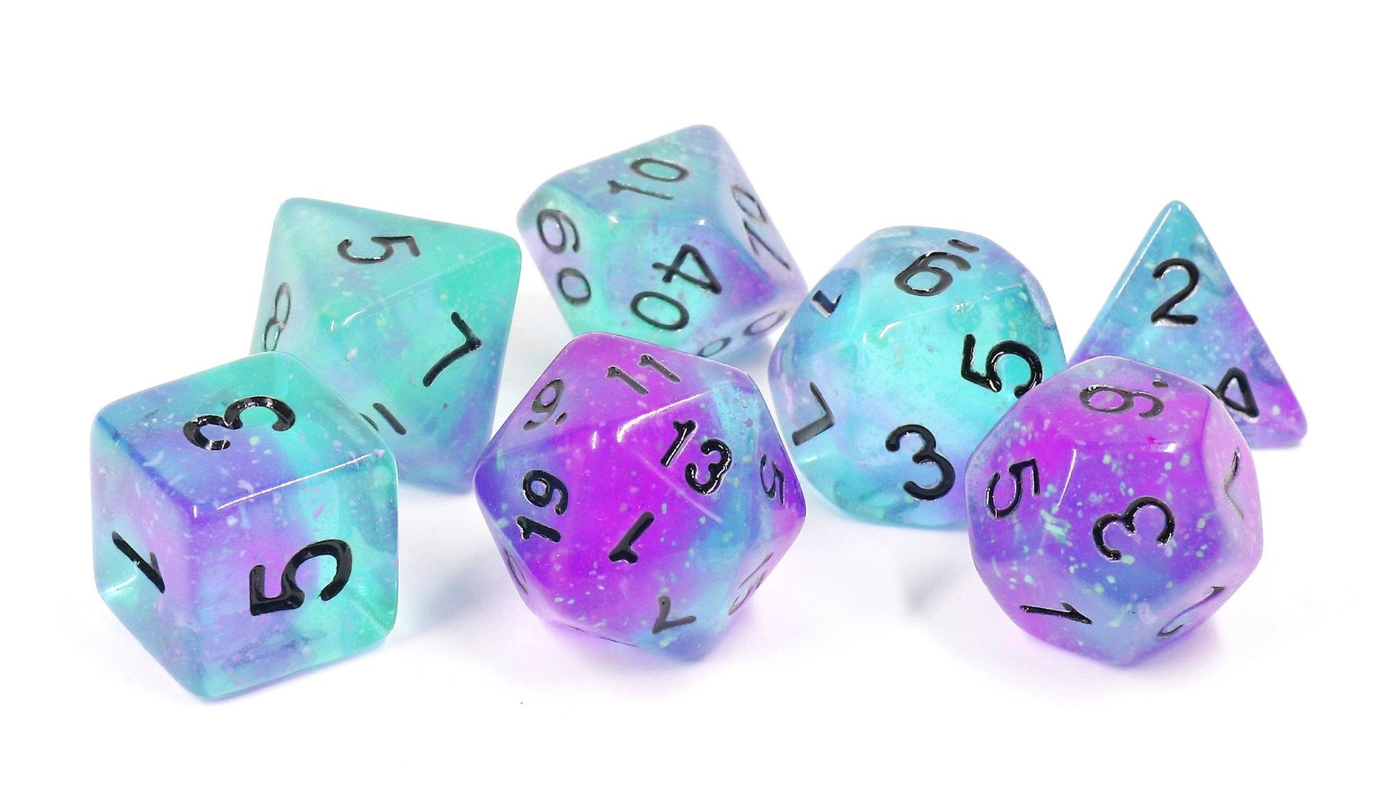 Sirius Dice - Peacock Glowworm Dice Set 7 - Good Games