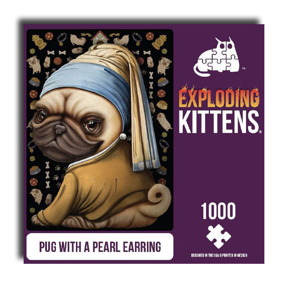Exploding Kittens Puzzle Pug with a Pearl Earring 1000 Piece Jigsaw - Good Games