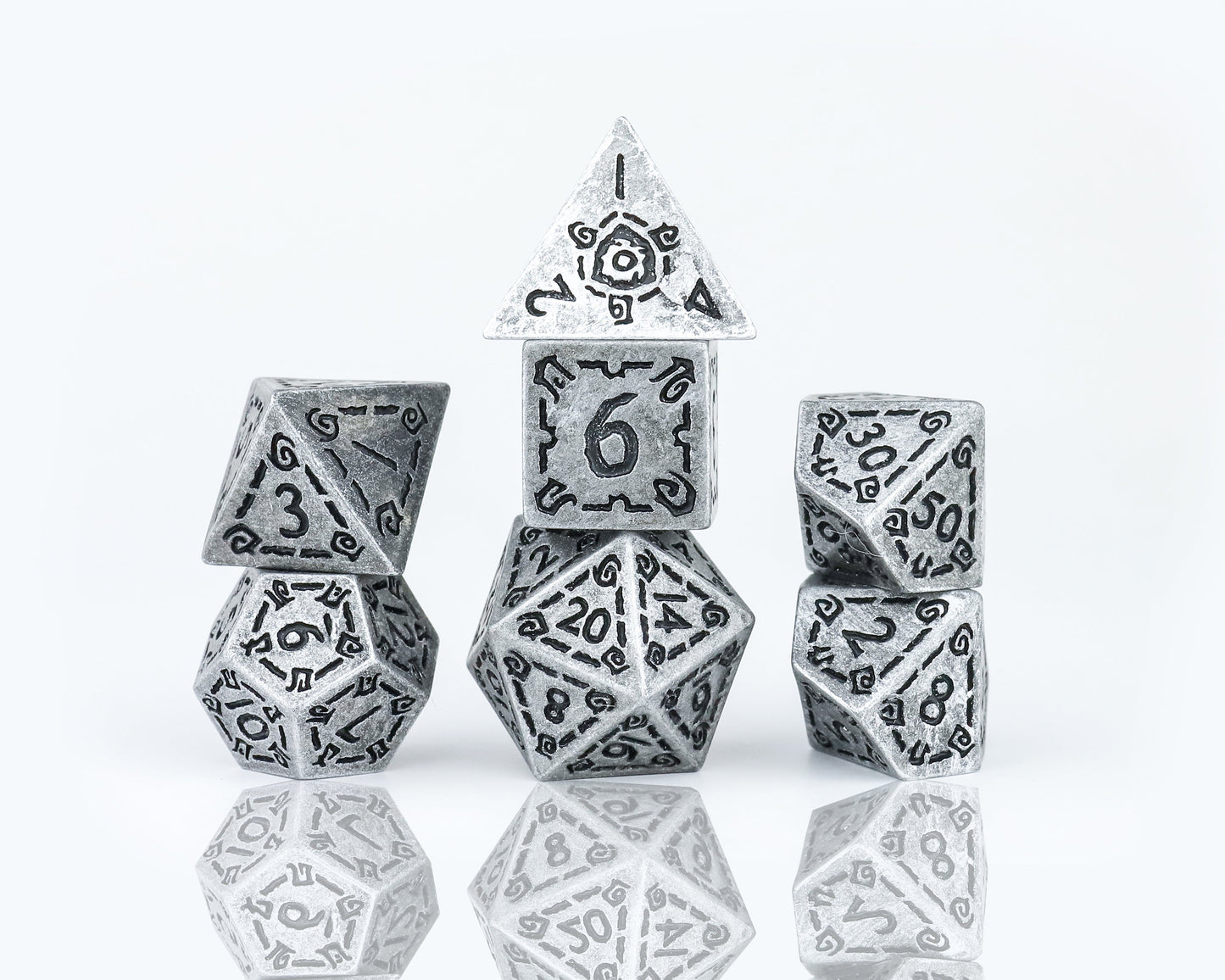 Sirius Dice - Illusory Metal - Silver Dice Set 7 - Good Games