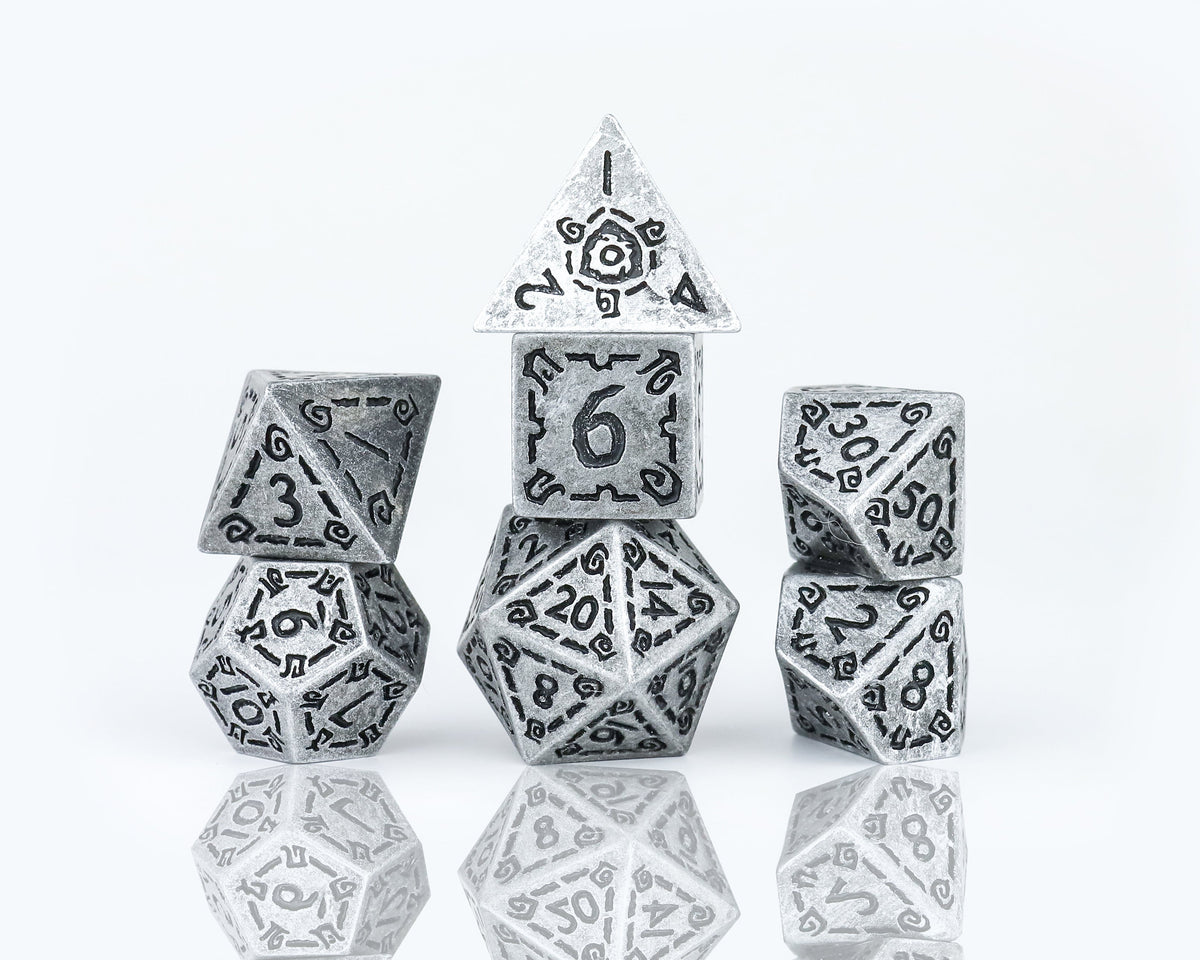 Sirius Dice - Illusory Metal - Silver Dice Set 7 - Good Games