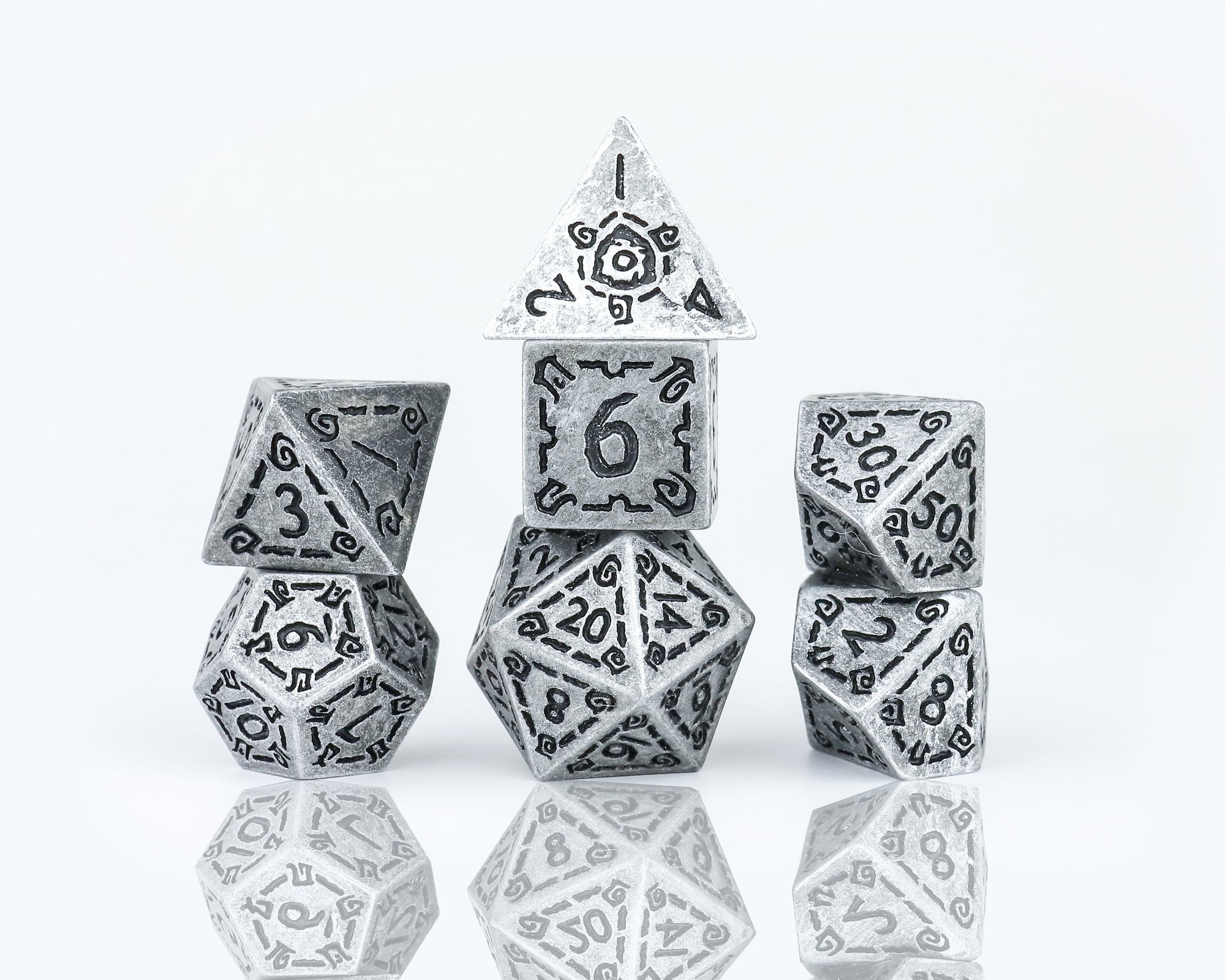 Sirius Dice - Illusory Metal - Silver Dice Set 7 - Good Games