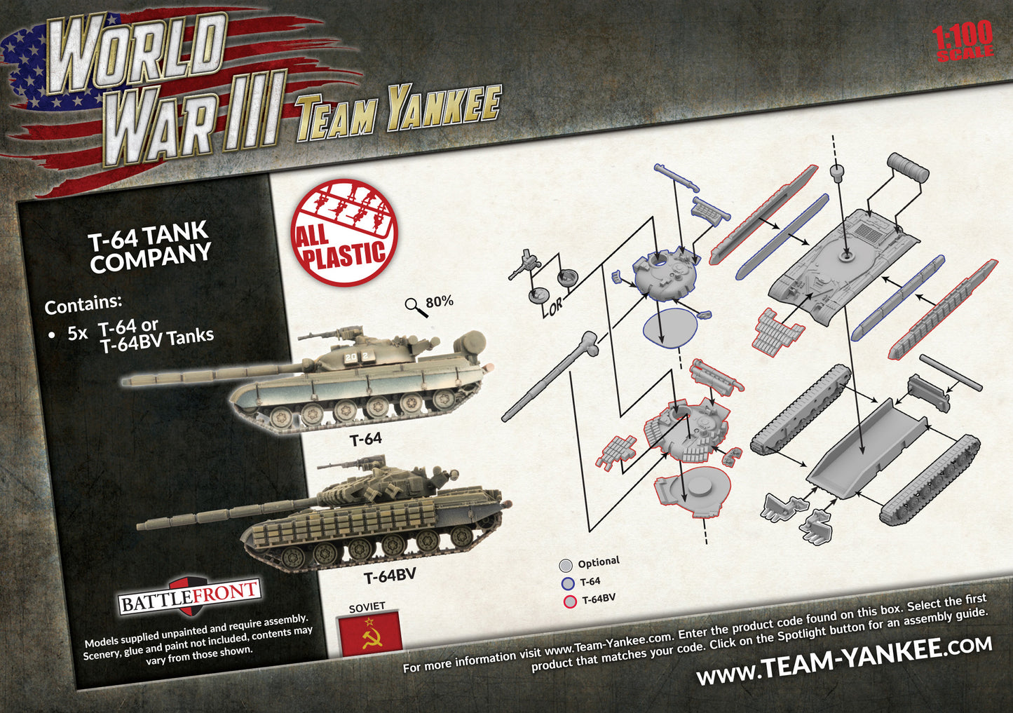 WWIII: Soviet: T-64BV Tank Company (x5 Plastic) - Good Games