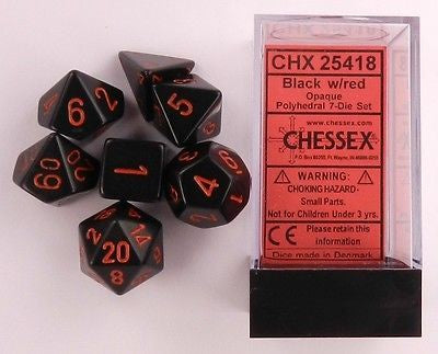 Chessex - Opaque Polyhedral 7-Die Set - Black/Red (CHX25418)