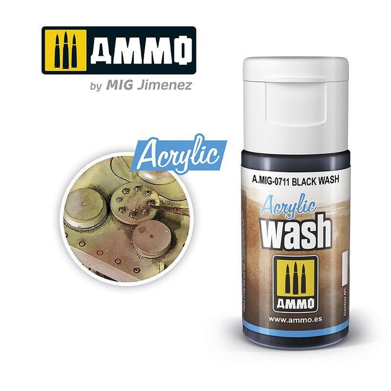 Ammo by MIG Acrylic Washes: black wash 15ml - Good Games