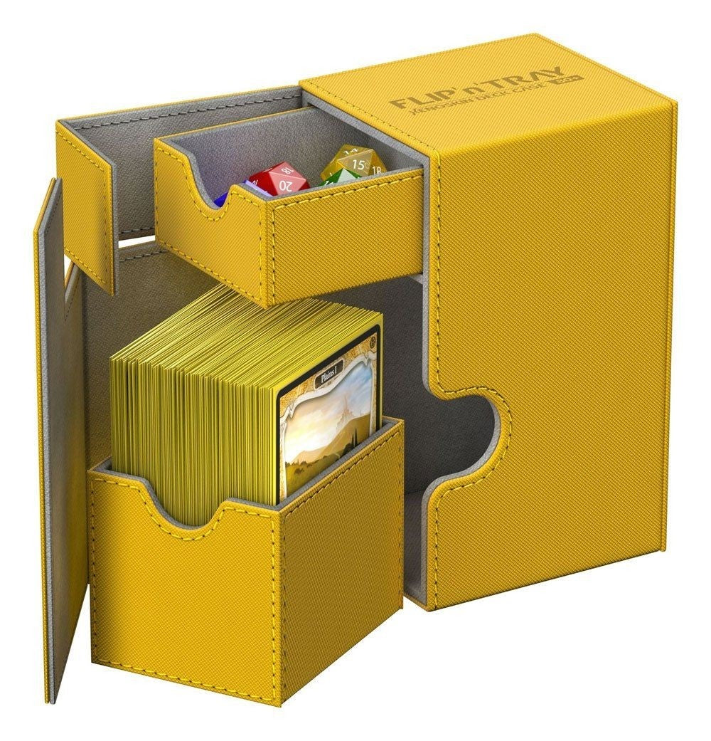 Ultimate Guard - Flip N Tray Deck Case 80+ Standard Size Xenoskin Amber - Good Games