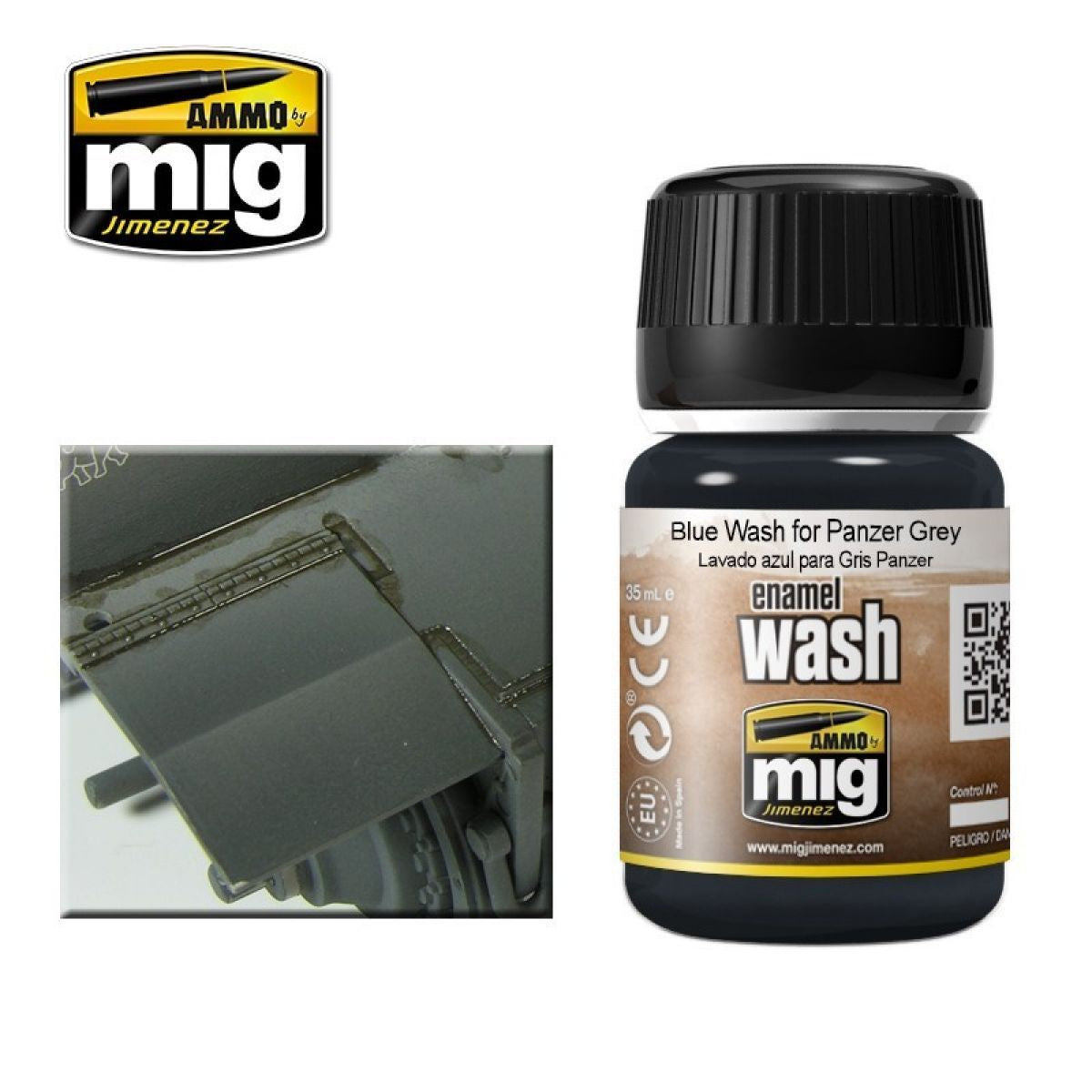 Ammo by MIG Enamel Washes Blue Wash for Panzer Grey 35ml - Good Games
