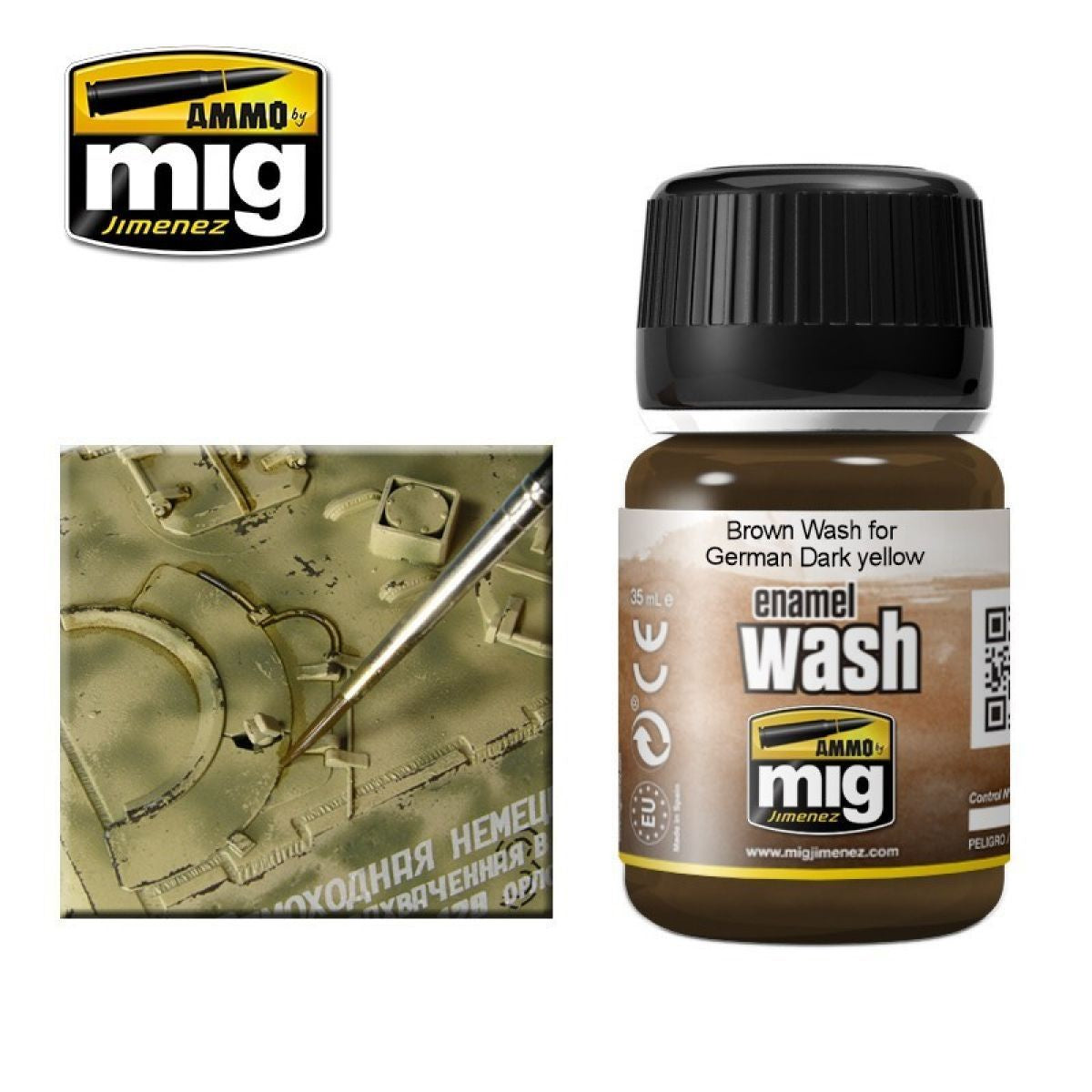 Ammo by MIG Enamel Washes Brown Wash for German Dark Yellow 35ml - Good Games