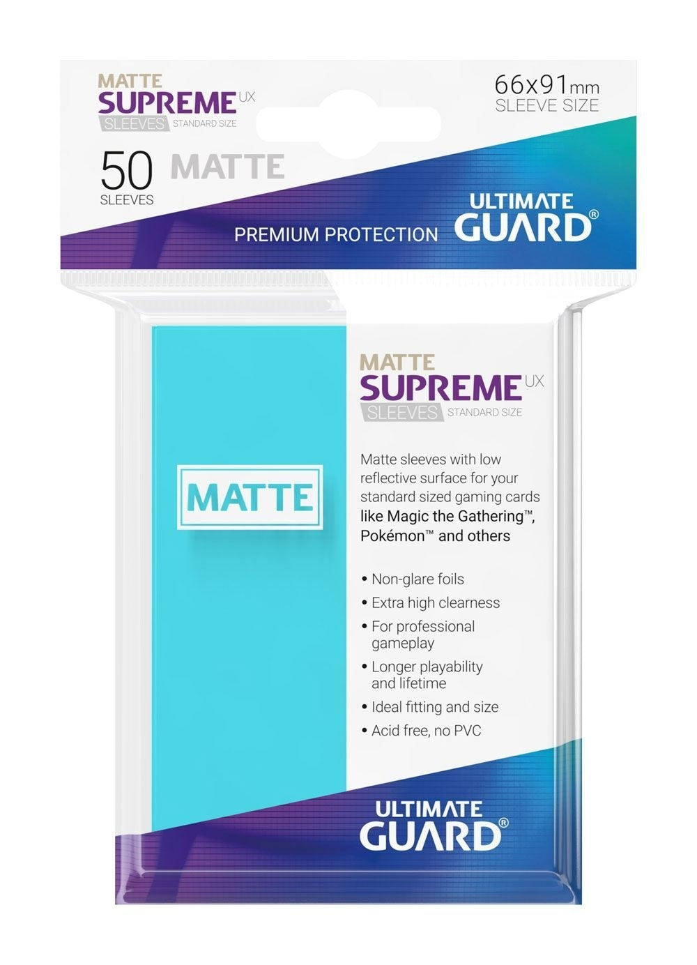 Ultimate Guard - Supreme UX Standard Sleeves Matte Aquamarine (50) - Good Games