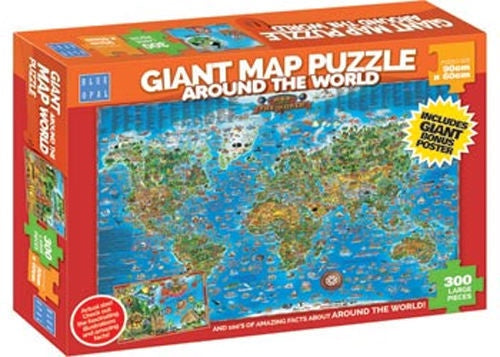 Blue Opal - Giant Map Puzzle Around The World 300 Piece Jigsaw - Good Games