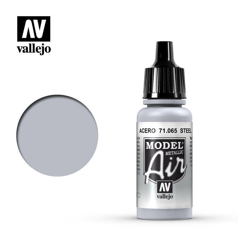 Vallejo Model Air – Steel 17ml Acrylic Paint (AV71065) - Good Games