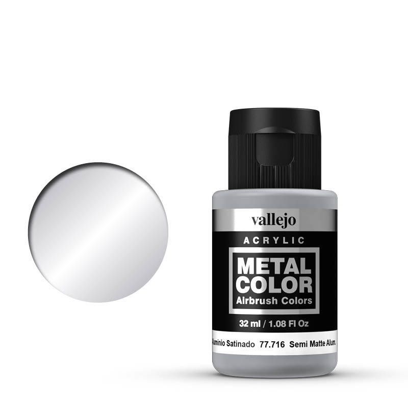 Vallejo Metal Colour - Semi Matte Aluminium 32ml Acrylic Paint (AV77716) - Good Games