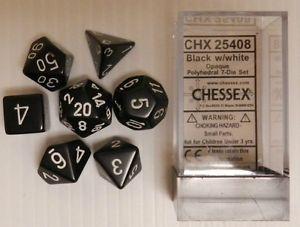 Chx 25408 Opaque Polyhedral Black/White 7-Die Set - Good Games