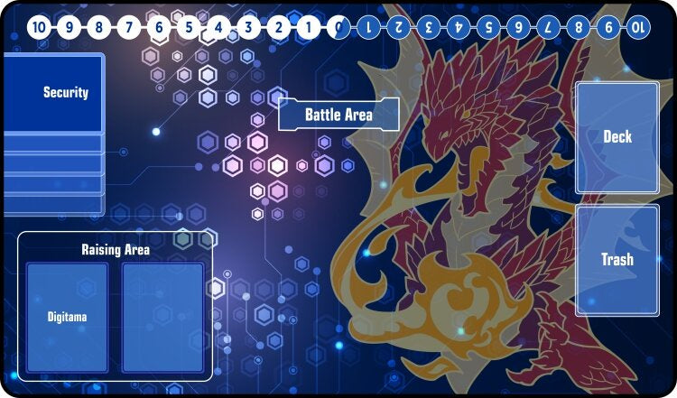 Gamermats - Red Dragon Digimon with Zones TCG Sized Playmat - Good Games