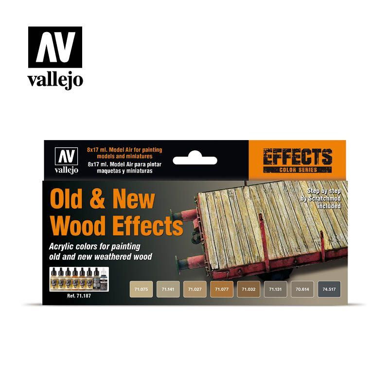 Vallejo Model Air - Effects 8 Colour Set Old And New Wood Effects by Scratchmod 17ml - Good Games